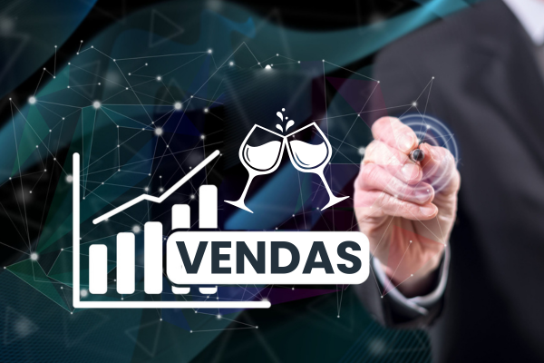 Gráfico de vendas com celebração
